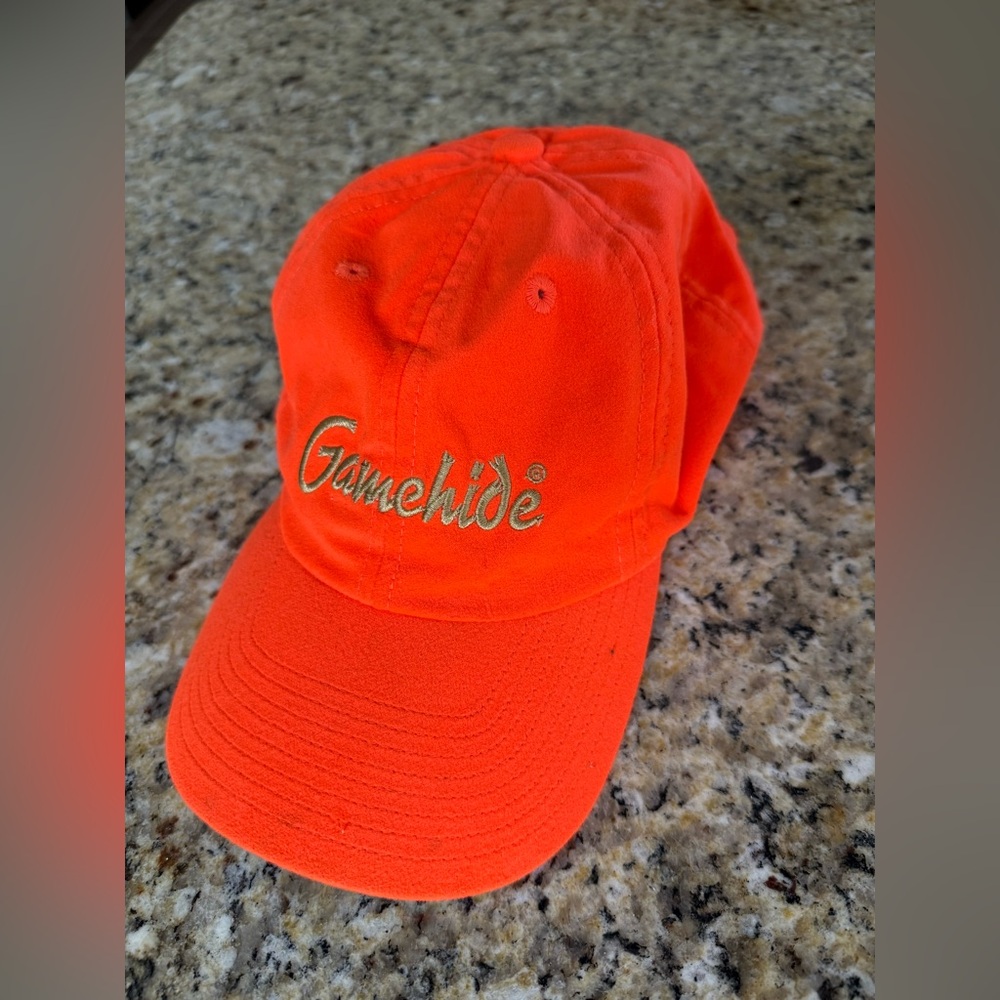 Embroidered Gamehide brand baseball cap bright orange adjustable